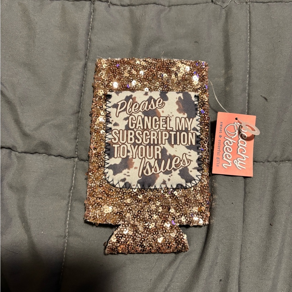 Glittery Gold Sequined Skinny Drink Sleeve